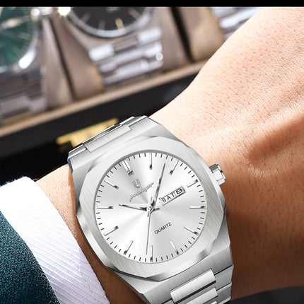 POEDAGAR Fashion Brand Male Wristwatch Waterproof Luminous Stainless Steel Men Clock Date Week Casual Quartz Men's Watches Reloj