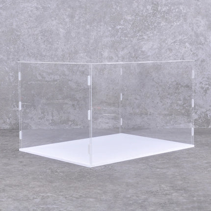 White Base Assembled Glue Free ClearAcrylic Display Case Box Dust Cover Storage for Art Decor Figure Toys L30-60 W30-60 H10-65cm