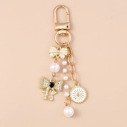 Aihua Cute Y2K Metal Shell Love Heart Key Chain Pearl Key Ring for Women Girl Handbag Pendants DIY Handmade Jewelry Accessories