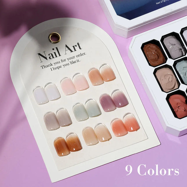 9-colors Memories of Autumn Patter Glue Smudges Canned High Saturation Popular Semi-solid Nail Polish Glue Nail Salon