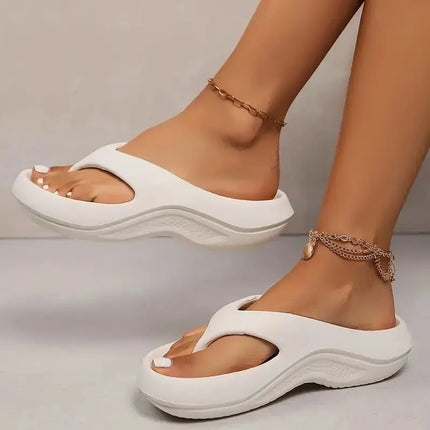 2025 Summer Thick Platform EVA Flip Flops for Women Clip Toe Non-Slip Beach Sandals Woman Comfortable Soft Sole Cloud Slippers