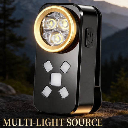 EDC Flashlight USB Charging Magnetic Clip Work Light LED Strong Light Torch Red Blue Warning Light for Outdoor Camping Hiking