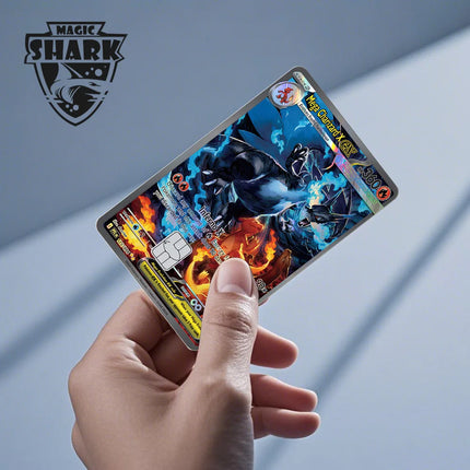 Magic Shark Mew Charizard EX Eevee Gengar Pikachu TCG Card Holographic Laser Skin Film Sticker for Bank Credit Card