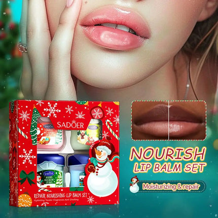 4pcs Lip Balm Christmas Gift Set Nourishing Moisturizing Anti Cracking Repair Lip Butter Plump Lipstick Holiday New Year Gift