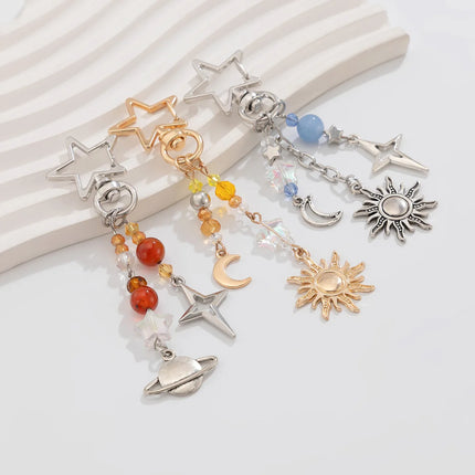 Cute Anti Loss Keychain Y2K Fashion Creamy Style Sweet Bag Small Pendant Fresh Butterfly Bow Pink Star Beaded Buckle Decoration