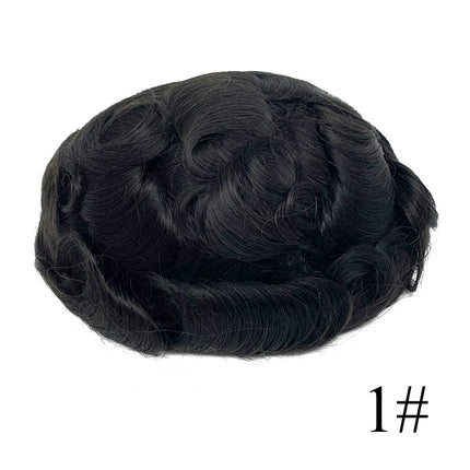 Thin Skin Base Human Hair Mens Wigs Skin Hair Replacement Mens Toupee