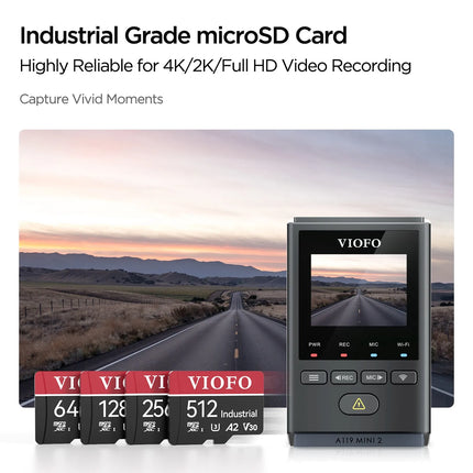 VIOFO Industrial Grade microSD Card, U3 A2 V30 High Speed Memory Card with Adapter