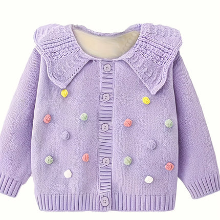 Girls' Knitted Cardigan Jacket, Fashionable Children's New Baby Autumn Clothing, Korean Style Children's Knitted Knitwear, Trendy Outerwear