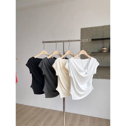 Slim Fit Modal T-irt Korean Sle ort Sve Dstring Waist Design Breathable Sweat Absorbent Summer New Arrival Women'...