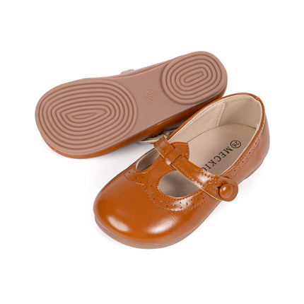 Toddler Little Kid Girls Mary Jane Flats Comfortable Perforated Leather Strap Casual Dress Shoes Versatile Party School Shoes