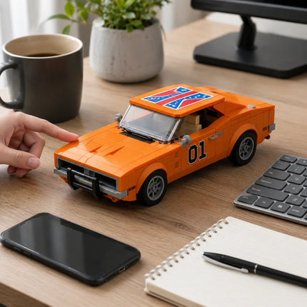 Classic American Muscle Car Building Blocks MOC Movie Prop Collectible Hazard 47th Anniversary Adult Gift