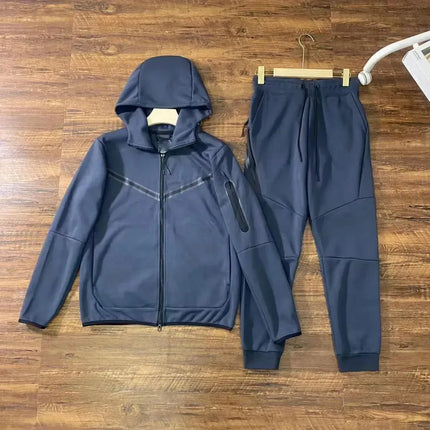 Men Knit Zip Hoodie Pants Set Sports - Windproof Cotton Casual / Ensemble Homme Hoodie Zip Pantalon - Coupe-Vent Coton