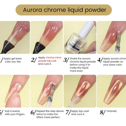 BORN PRETTY 10ml Chrome-Base Gel Polish Metallic Glitter Nail Power Super Shine Soak Off UV LED Functional Gel DIY Nails Art