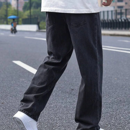2025 New Men's Casual Long Jeans, Classic Men's Straight-Leg Jeans & Wide-Leg Jeans, Solid Color