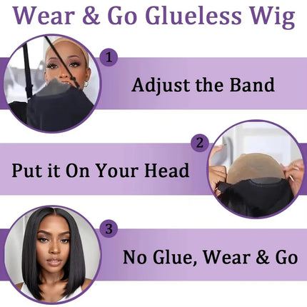 Glueless Wigs Human Hair Pre Plucked Pre Cut Wear and Go 5X5 HD Lace Closure Bob Wig Straight Short Bob Wig Human Hair for Women