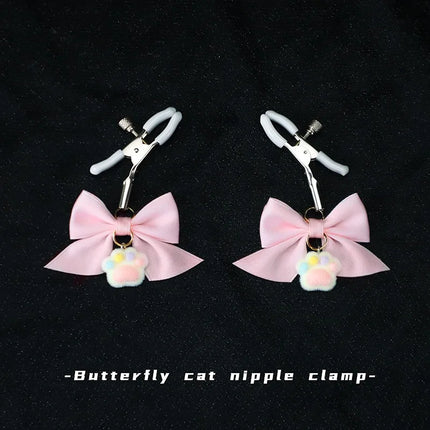 New Bow Cat Claw Nipple Clamps Couples Teasing BDSM Adjustable Breast Restraints Fetish Nipple Stimulation Adult Sex Toys Leten