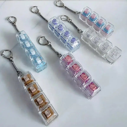 Fingertip Keyboard Clicker Toys 1/2/3/4/9 Key Crystal Keychain Stress Relief Anti-Anxiety Decompression Gadget