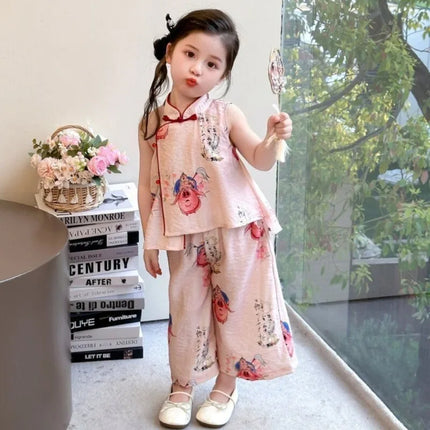 Summer Girl's Suit Cosplay Performance Costumes Ethnic Style Chinese Sets Children's Clothing Kids' Clothes Hanfu Fashion Casual