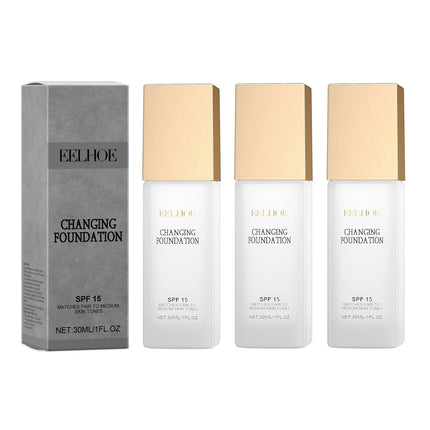 Colour Changing Foundation, Spf 15 Full Coverage Waterproof Makeup of The Face Brightening Mature Skin Foundation Cosmetics