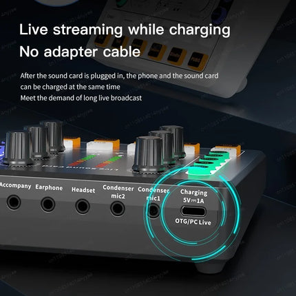 All-in-One Streaming Sound Card Kit - M8 Pro with 48V Mic, Compatible PC Phone for Vocal Guitar Recording & Live