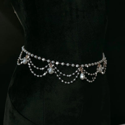 Pearl Heart-Shaped Nipple Clip Body Chain Collar Rhinestone Butterfly Pendant Chest Restraints Sexy Accessories for Women Sextoy