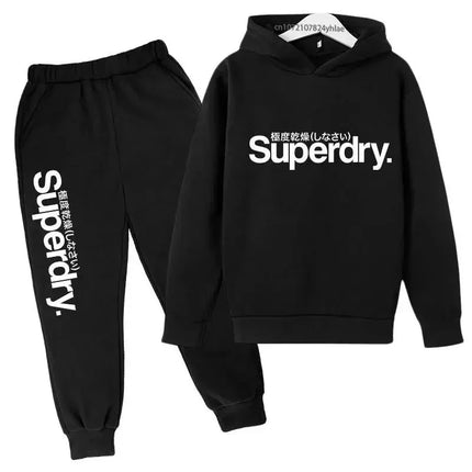 Printemps automne pull à capuche enfants tenues enfants loisirs lettre imprimer 2 pièces sweat à capuche + pantalon survêtements