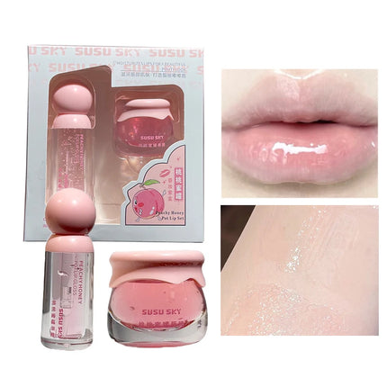SUSU SKY peach honey jar lip makeup kit moisturizing and nourishing