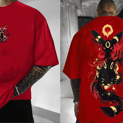 Pokémon Japanese Anime Peripheral Umbreon Short Sleeve T-Shirt Pokémon Summer Men's Fashion Breathable Sports Top