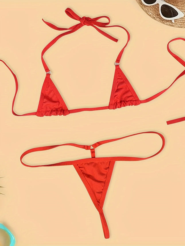 Three-point Type Backless Design Lingerie Set, Intimates Bra & Panty, Women's Sexy Clothing