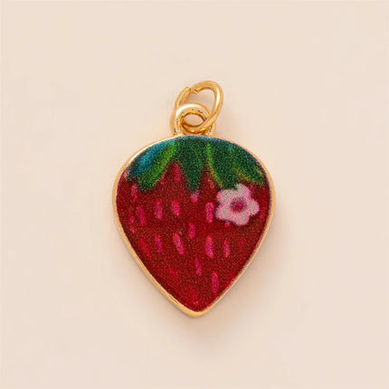 Dopamine pendant necklace, DIY fruit food love pendant, copper material, gold-plated, color preserving
