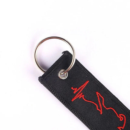 Simplicity Fashion Biker Heartbeat Keychain for Motorcycles Key Chains Embroidery Key Fobs Jewelry Fashionable Chain Wholesale