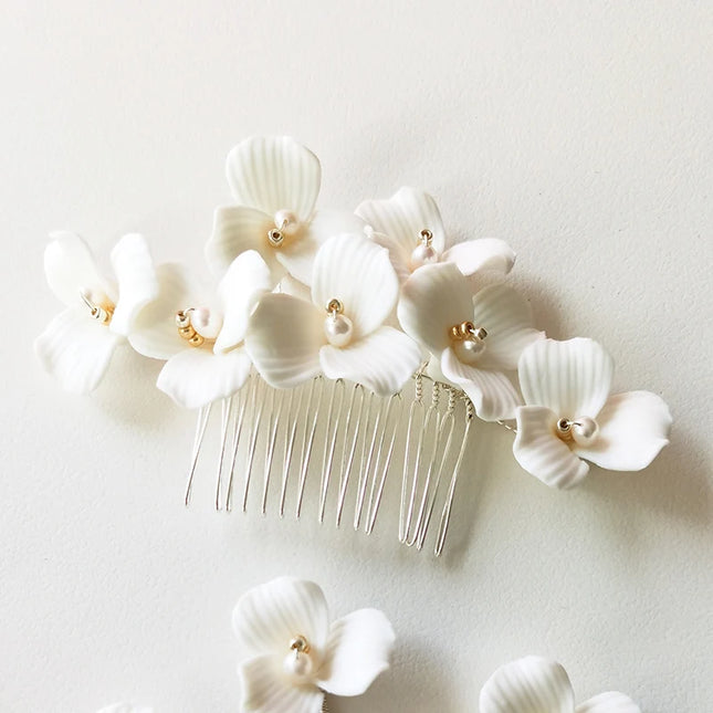 Fairy Flower Wedding Hair Accessories Jewelry Bridal Headpiece Hair Comb Women Head Ornaments