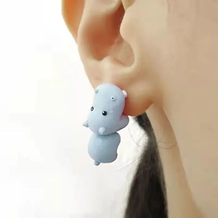 Cartoon Animal Biting Stud Earrings Women Cute Shark Dinosaur Open Mouth Resin Piercing Earring Ear Studs Girls Funny Jewelry