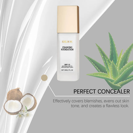 Colour Changing Foundation, Spf 15 Full Coverage Waterproof Makeup of The Face Brightening Mature Skin Foundation Cosmetics