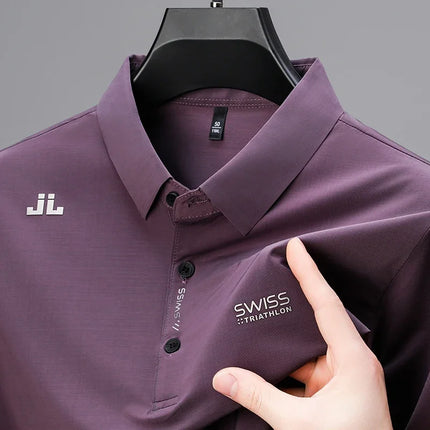 Breathable Men's Polo Shirts Solid Color Embroidered Logo Short Sleeve Casual Sports Summer Top