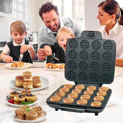 [NEW!N92R】 Nonstick Waffle Iron With Quick Heat-Up 16 Waffle Molds Multi-Waffles Maker Mini Waffle Maker EU Plug