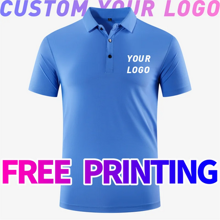 POLO shirt Free Custom Printing Logo Image Outdoor Training Fitness Gym Jogging Running Sweatshirt Quick drying T-shirt Elastic