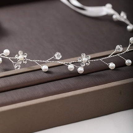 Pearl Flower Wreath Headband Girls Bridal Elegant Crowns Hair Headdress Bride Garland Head Hoop Wedding Headbands Hair Jewelry