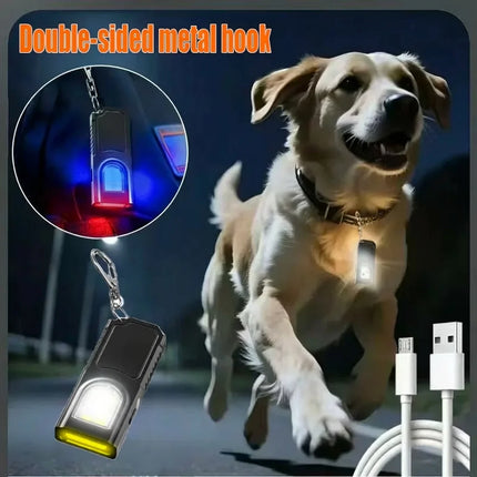 Multifunctional Keychain Flashlight USB Rechargeable Mini Flashlight With COB Work Light Keyring Camping Walking Pocket Lamp