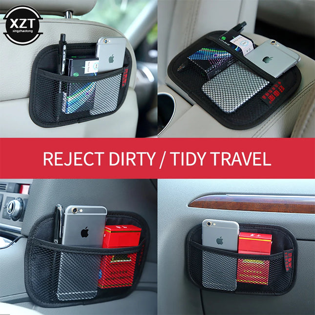 Car Storage Net Pocket Multi-use Leather Oxford Fabric Mesh Bag Auto Interior Phones Coins Cards Keys Organizer Stowing Tidying