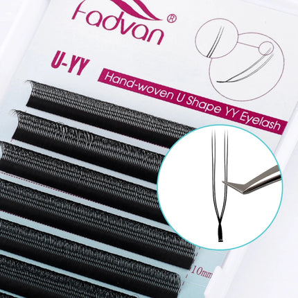Fadvan U Shaped YY Parallel Flower Fake Eyelashes Cosplay Double Tips Lashes 2D YY Lashes Premade Fans Volume False Lash Makeup
