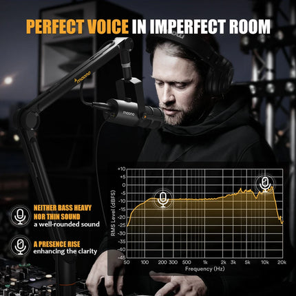maono PD400X USB/XLR Dynamic Microphone All Metal With One-Touch Mute Headphone Jack And Volume Control For Podcasting Streaming