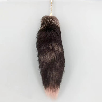 natural fox fur tail keychain furry 2024 chic y2k  beautiful accessory length 40 cm Car Keychains For Women