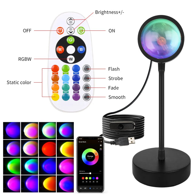 Smart Sunset Lamp Tuya LED Night Light USB RGB Smart Life APP Remote Projection For Room Decoration Photography Festival Birthday