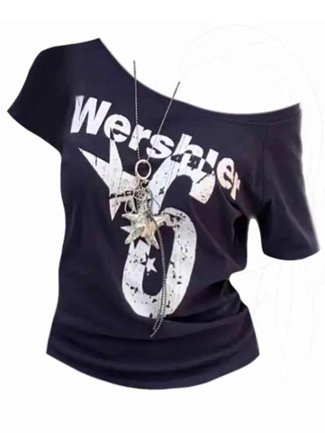 Summer Y2k Sport Off Shoulder Top Women Sexy Vintage 2000s Short Sleeve T Shirt Lady Body Basic Crop Top Female Casual