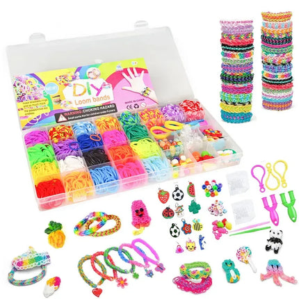 Colorful Rubber Bands DIY Craft Bracelet Making Kit Creative Loom Bands Set Rainbow Woven Teens Friendship Bracelet Craft Toys
