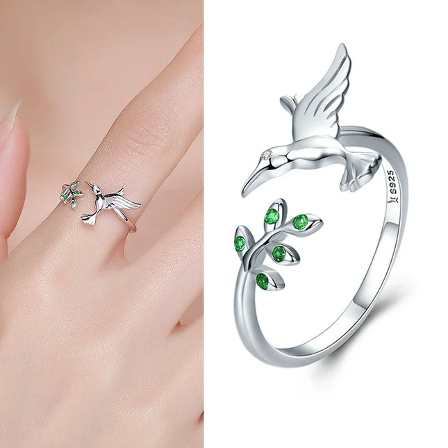 WOSTU Real 925 Sterling Silver Open Ring Finger Adjustable Size Wedding Rings For Women Engagement Fashion Silver Jewelry Gift