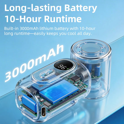 Mini Fan Handheld Small Portable Fan Cooling Turbo 5 Speeds 3000mAh LED Display 180° Rotatable Clip Type-C Rechargeable Fans New