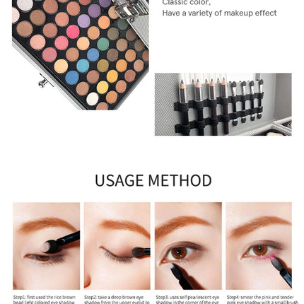 132 Color Makeup Gift Kit Full Set Box Face Powder Eyeshadow Palette Lipstick Concealer,Eyebrow Blush All In One Makeup Gift Set