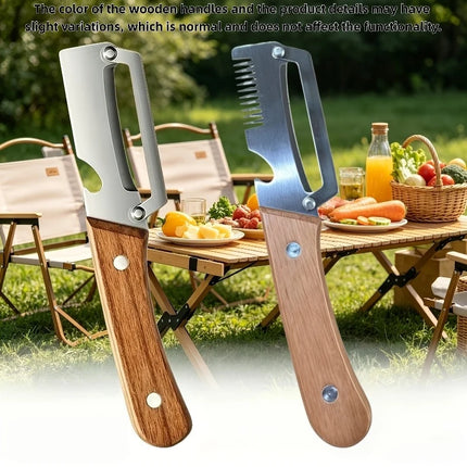 Two-piece heavy-duty stainless steel peeler and slicer，Equipped with a bottle opener and straight blade design。Suitable for suga